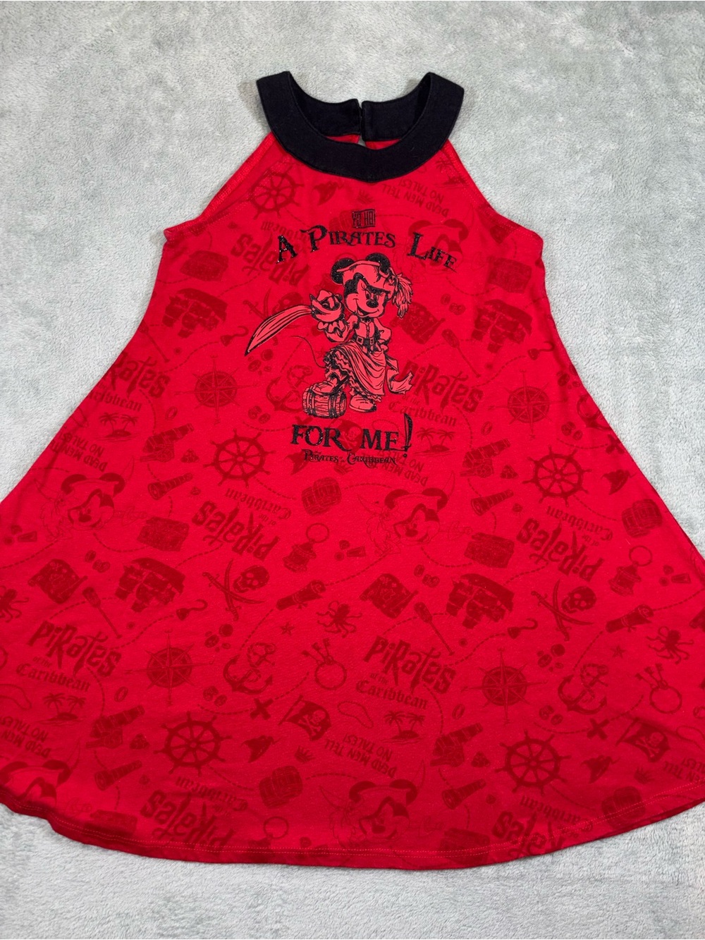 Disney Parks Minnie Mouse Pirate Halter Dress Red Trapeze M